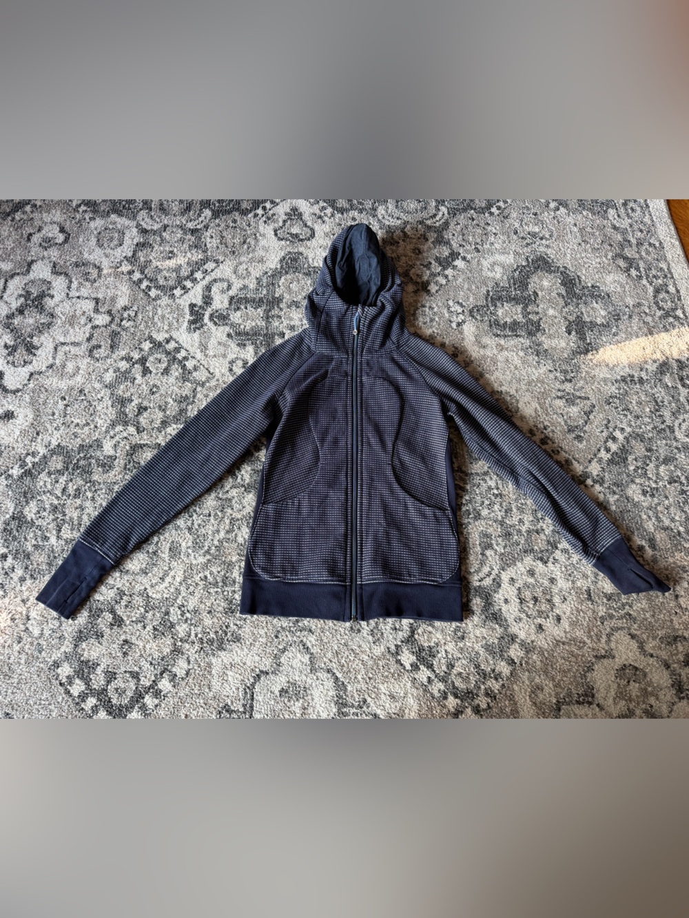 lululemon athletica navy and white patterned jacket